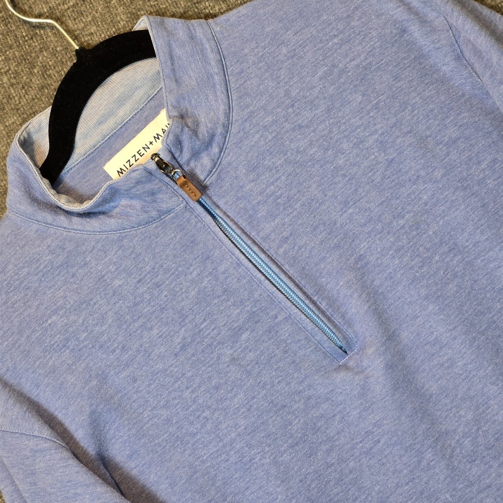 Mizzen+Main Sweater Mens XL Blue Quarter Zip‎ Pullover Performance Stretch Tech